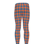 Orange And Blue Houndstooth Print Men's leggings
