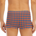 Orange And Blue Houndstooth Print Men's Short Boxer Briefs