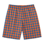 Orange And Blue Houndstooth Print Men's Swim Trunks
