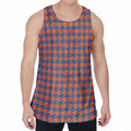 Orange And Blue Houndstooth Print Men's Velvet Tank Top