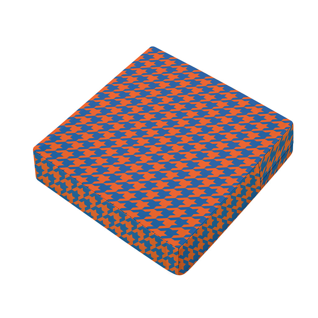 Orange And Blue Houndstooth Print Outdoor Seat Cushion Cover