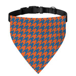 Orange And Blue Houndstooth Print Over The Collar Dog Bandana