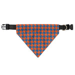 Orange And Blue Houndstooth Print Over The Collar Dog Bandana