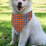 Orange And Blue Houndstooth Print Over The Collar Dog Bandana