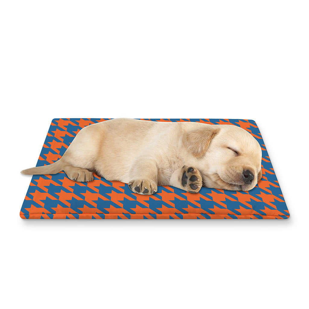 Orange And Blue Houndstooth Print Pet Cooling Mat Cover