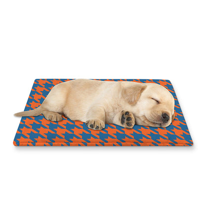Orange And Blue Houndstooth Print Pet Cooling Mat Cover