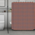 Orange And Blue Houndstooth Print Polyester Shower Curtain