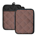 Orange And Blue Houndstooth Print Pot Holders With Pocket
