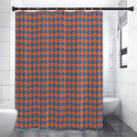 Orange And Blue Houndstooth Print Premium Shower Curtain