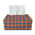 Orange And Blue Houndstooth Print Rectangle Tissue Box Cover