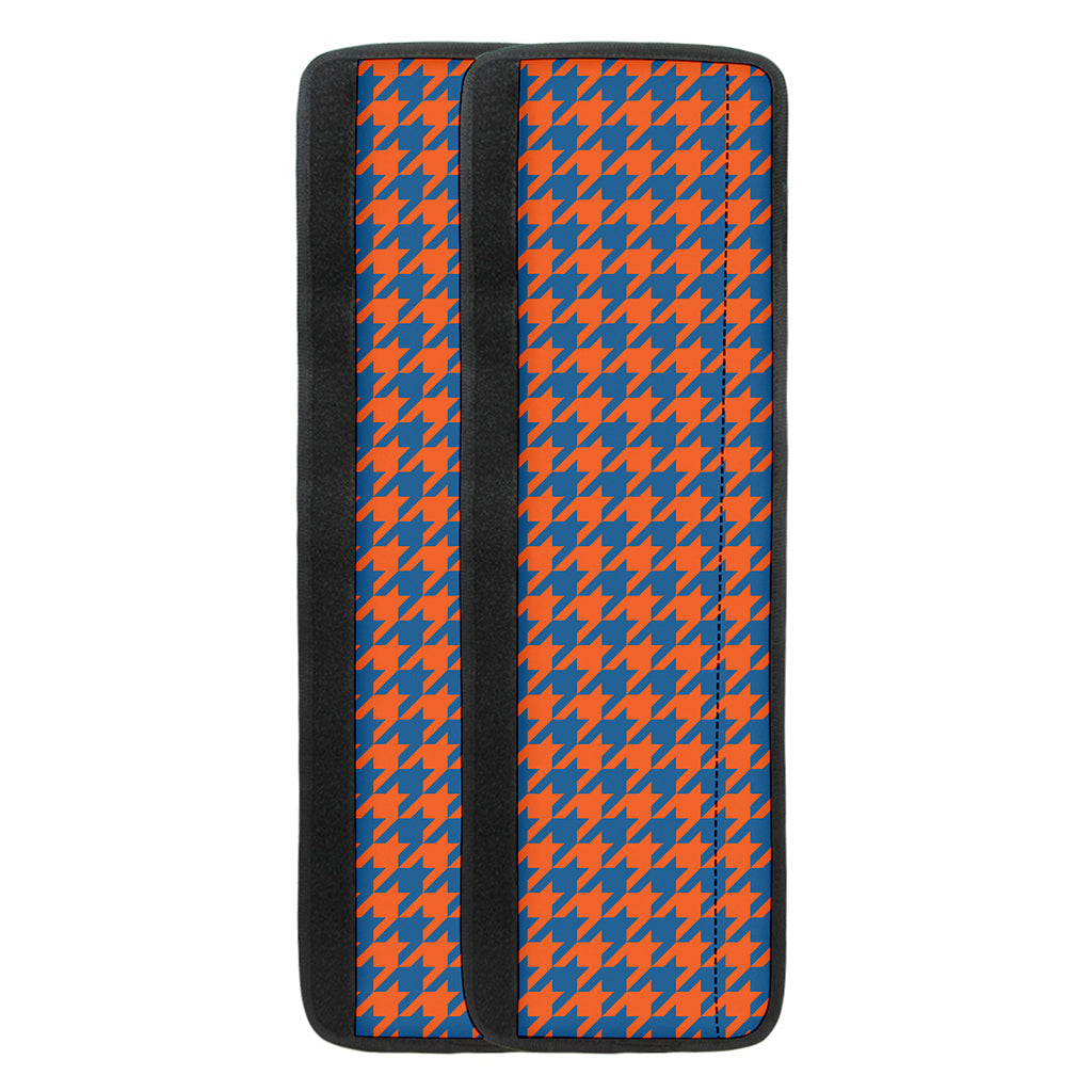 Orange And Blue Houndstooth Print Refrigerator Handle Covers