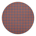 Orange And Blue Houndstooth Print Round Blanket