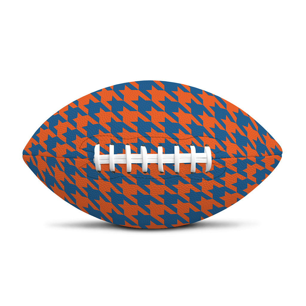 Orange And Blue Houndstooth Print Rugby Ball