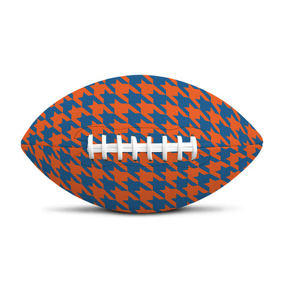 Orange And Blue Houndstooth Print Rugby Ball