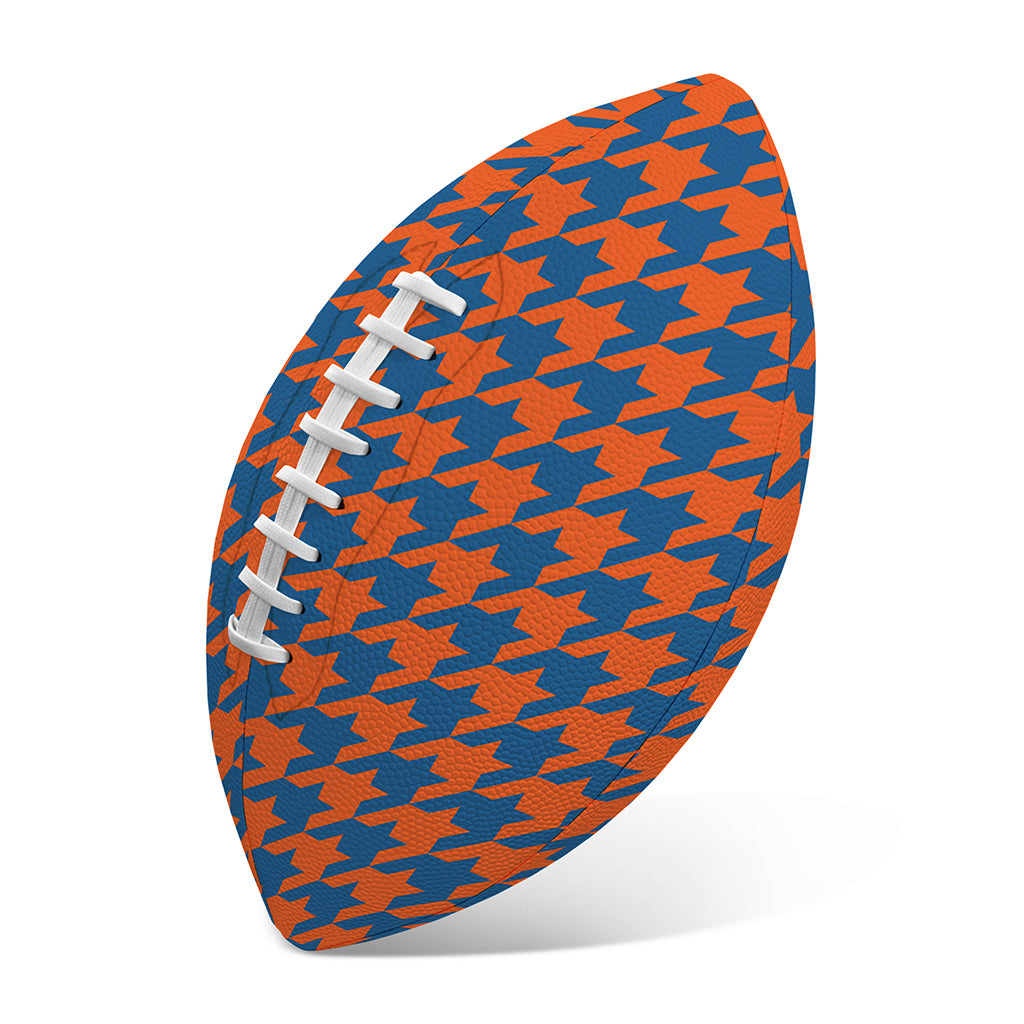 Orange And Blue Houndstooth Print Rugby Ball