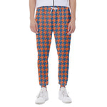Orange And Blue Houndstooth Print Scuba Joggers