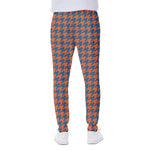 Orange And Blue Houndstooth Print Scuba Joggers