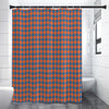 Orange And Blue Houndstooth Print Shower Curtain