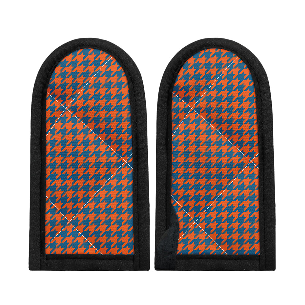 Orange And Blue Houndstooth Print Skillet Handle Cover