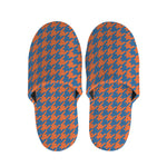 Orange And Blue Houndstooth Print Slippers