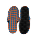Orange And Blue Houndstooth Print Slippers