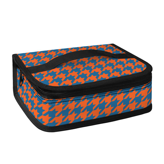 Orange And Blue Houndstooth Print Small Lunch Bag