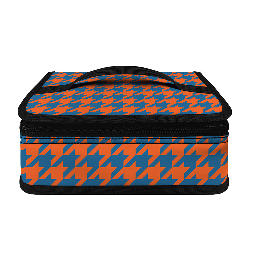 Orange And Blue Houndstooth Print Small Lunch Bag