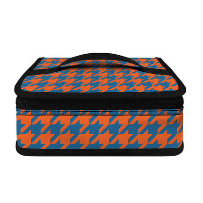 Orange And Blue Houndstooth Print Small Lunch Bag