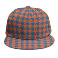 Orange And Blue Houndstooth Print Snapback Cap