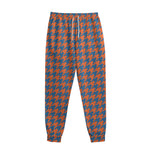 Orange And Blue Houndstooth Print Sweatpants
