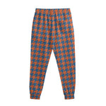 Orange And Blue Houndstooth Print Sweatpants