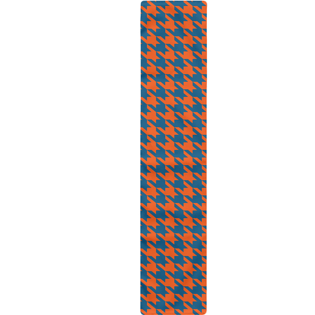Orange And Blue Houndstooth Print Table Runner