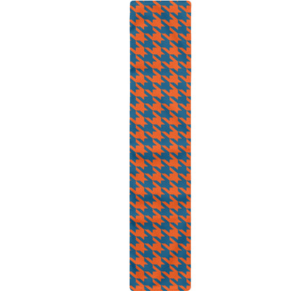 Orange And Blue Houndstooth Print Table Runner