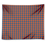 Orange And Blue Houndstooth Print Tapestry