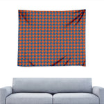 Orange And Blue Houndstooth Print Tapestry