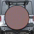 Orange And Blue Houndstooth Print Tire Cover