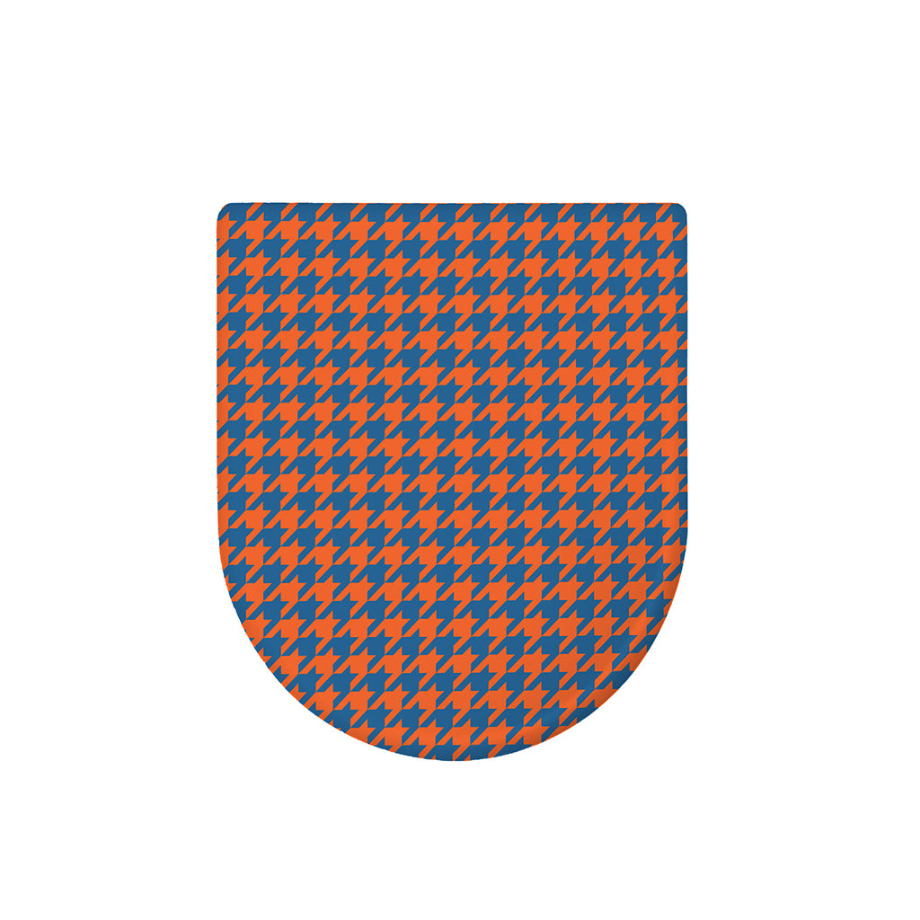 Orange And Blue Houndstooth Print Toilet Lid Cover