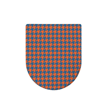 Orange And Blue Houndstooth Print Toilet Lid Cover