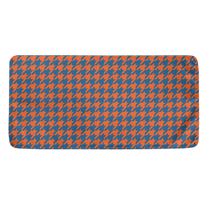 Orange And Blue Houndstooth Print Towel