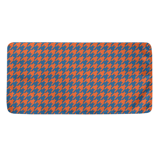 Orange And Blue Houndstooth Print Towel
