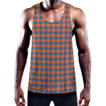 Orange And Blue Houndstooth Print Training Tank Top