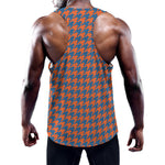 Orange And Blue Houndstooth Print Training Tank Top