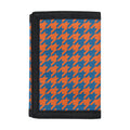 Orange And Blue Houndstooth Print Trifold Wallet
