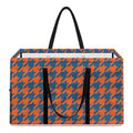 Orange And Blue Houndstooth Print Utility Tote Bag