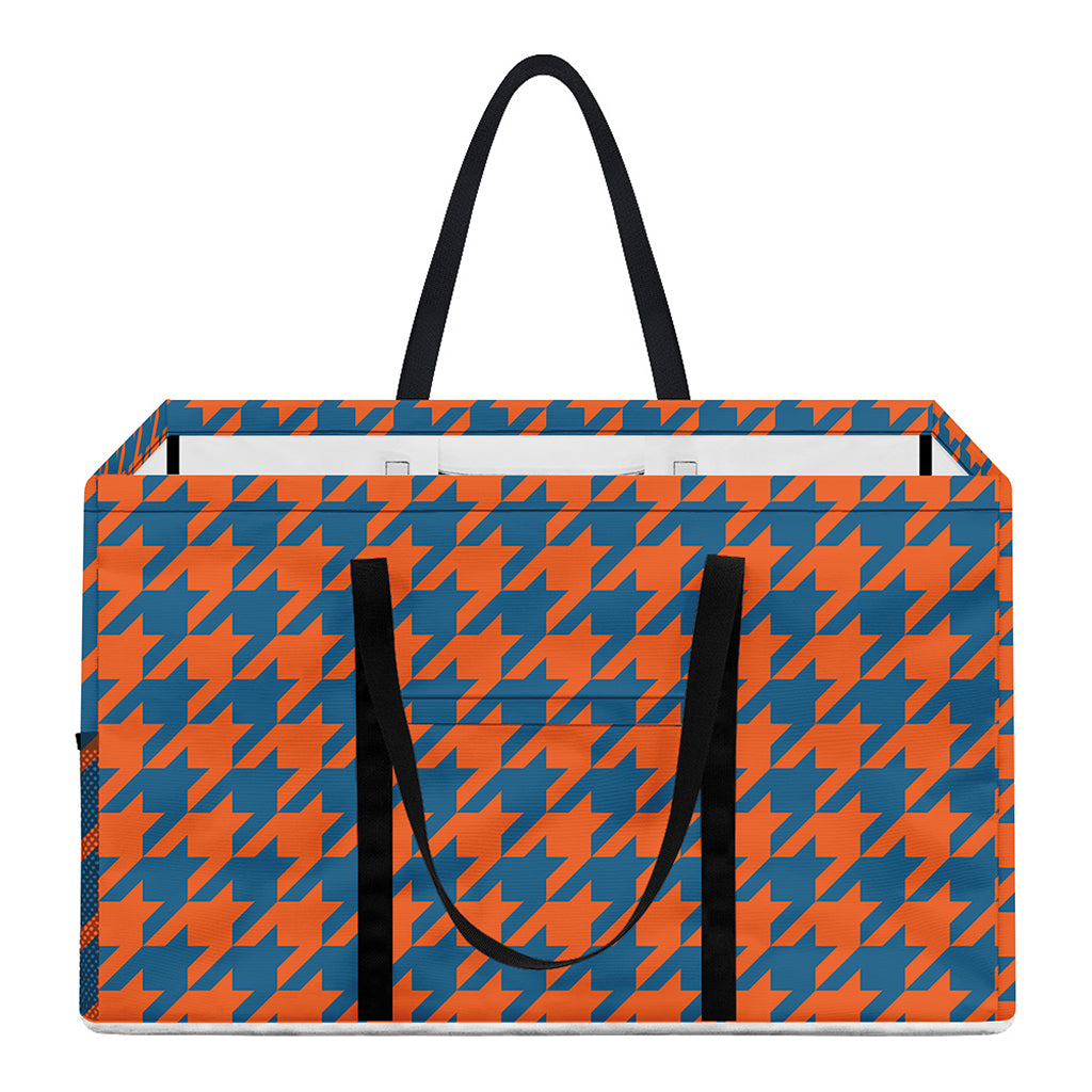 Orange And Blue Houndstooth Print Utility Tote Bag