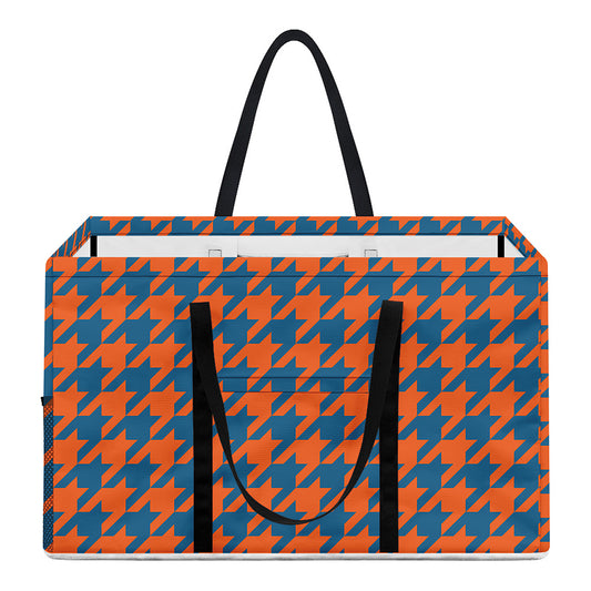 Orange And Blue Houndstooth Print Utility Tote Bag
