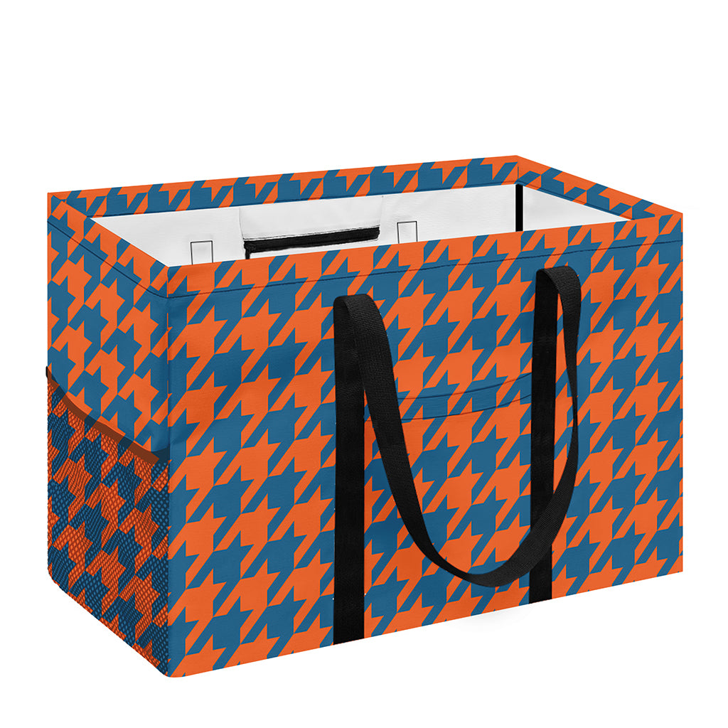 Orange And Blue Houndstooth Print Utility Tote Bag