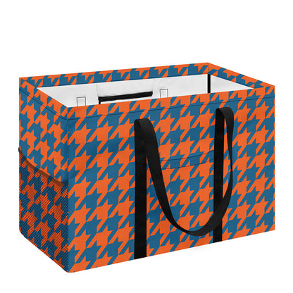 Orange And Blue Houndstooth Print Utility Tote Bag