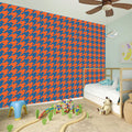 Orange And Blue Houndstooth Print Wall Sticker