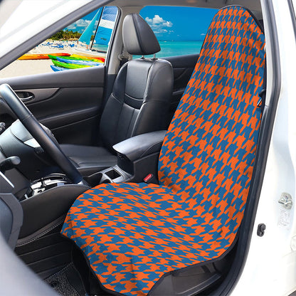 Orange And Blue Houndstooth Print Waterproof Car Seat Cover